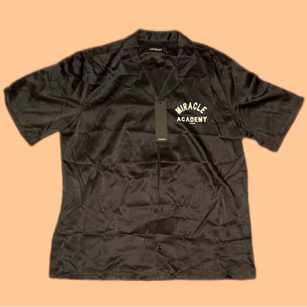 NWT! $695! Nahmias Miracle Academy Large Black Silk Shirt